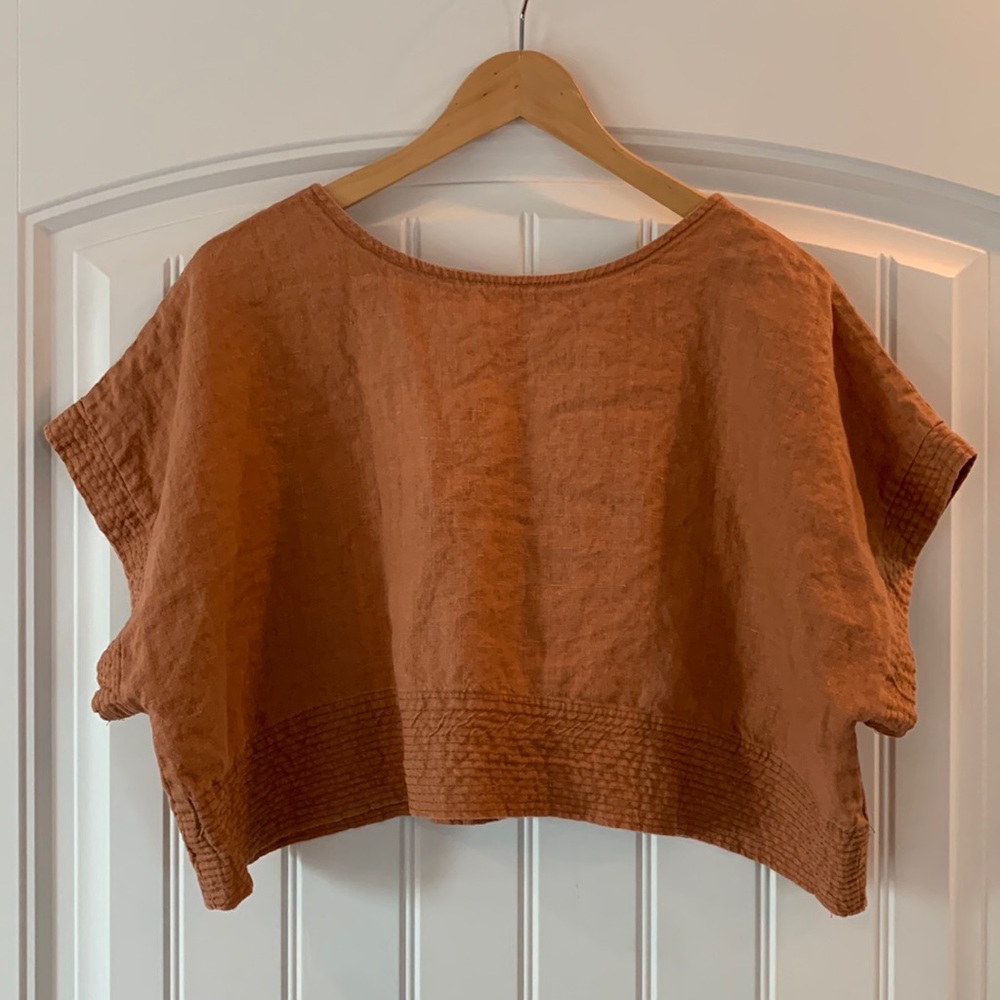 Sonsuz/Angelina Mata Linen Cropped Top One Size (Terracotta)